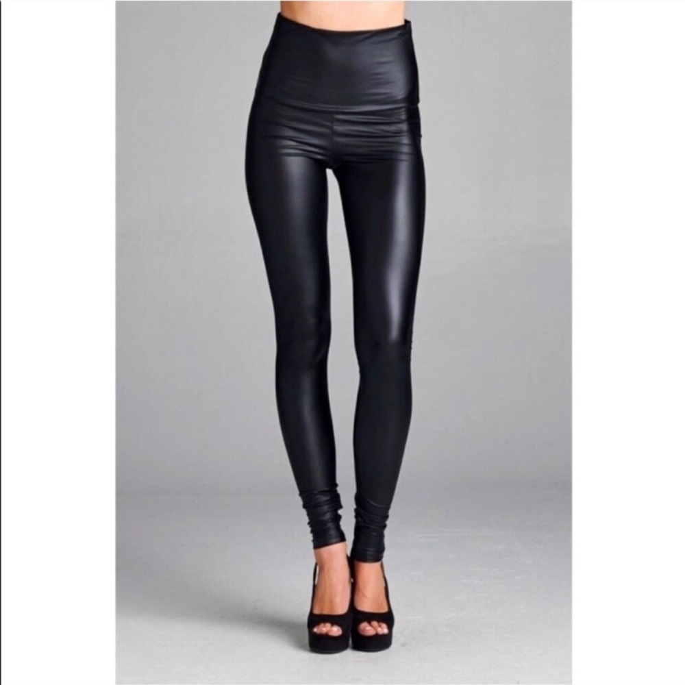High Waisted Vegan Leather Leggings